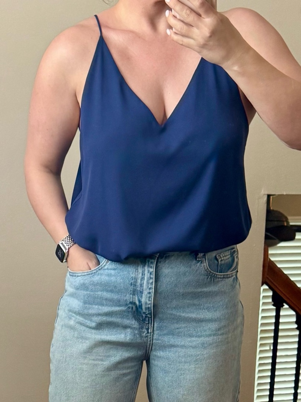 LOFT Navy Blue V-Neck Cami Tank Top Size XL